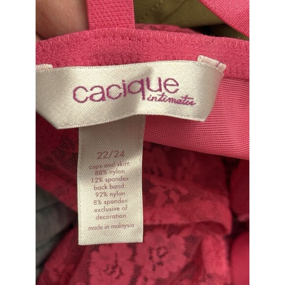 Cacique Intimates Pink Lace Mesh Chemise Slip WOMENS PLUS 22/24 Valentines 💕 - Picture 3 of 4